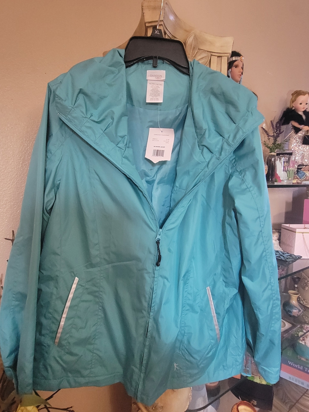 Danskin Lightweight Teal Windbreaker/Rain Jacket - Women